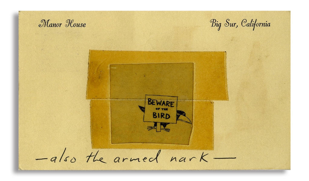 Hunter S. Thompson 1961 Postcard From Big Sur Warning of the ''armed nark''